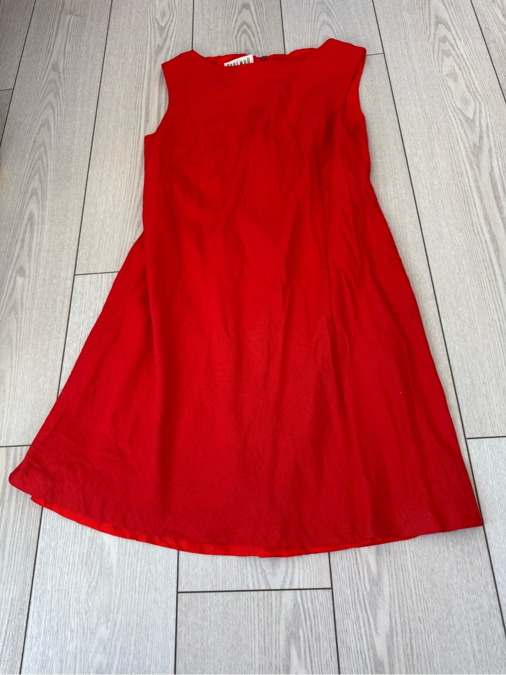 Vintage Breamer 12P orange linen shift dress sleeveless summer classic mini